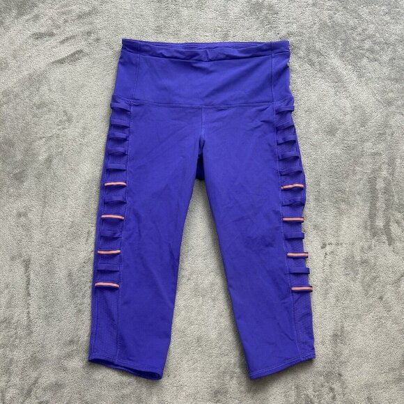 Lululemon Leggings Women 8 Breezy Crop Iris Flower Activewear Athleisure Workout - Picture 1 of 15